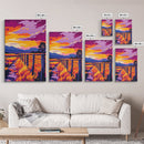 Countryside Sunset, Canvas Print, Vibrant Rural Scene, Barbed Wire Fence, Warm Autumn Hues, Western Home Decor, Cozy Living Room Wall Art