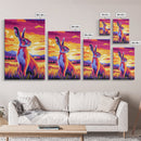 Sunset Rabbit, Colorful Animal Art, Vibrant Wildlife Print, Framed Canvas Print, Boho Wall Decor, Living Room Wall Art, Autumn Art