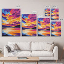 Sunset Glow, Colorful Lake Painting, Scenic Nature Print, Framed Canvas Print, Boho Wall Decor, Bedroom Art, Modern Landscape Art