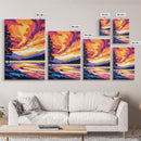 Sunset Lake, Landscape Painting, Autumn Art, Nature Wall Decor, Framed Canvas Print, Vibrant Mountain Scene, Living Room Wall Art