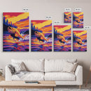 Jumping Fish, Canvas Print, Vibrant Wildlife Art, Fishing Enthusiast Gift, Colorful Nature Scene, Rustic Cabin Decor, Lake House Wall Art
