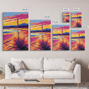 Desert, Plant, Sunset, Landscape, Framed Canvas Print, Boho Wall Art, Southwestern Art, Warm Earth Tones, Rustic Home Decor
