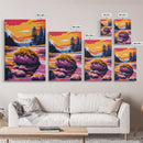 Mountain Reflection, Sunset Landscape, Nature Wall Art, Framed Canvas Print, Living Room Decor, Vibrant Wilderness, Boho Wall Art