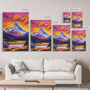Sunset Peaks, Bold Mountain Art, Nature Painting, Framed Canvas Print, Lodge Decor, Rustic Wall Art, Autumn Colors, Warm Landscape