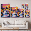 Waterfall, Autumn Landscape, Vibrant Nature, Wall Art, Canvas Print, Rustic Home Decor, Cabin Art, Fall Living Room, Colorful Art