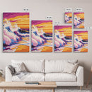 Ocean Waves, Sunset Beach, Coastal Vibes, Canvas Print, Tropical Wall Art, Surf Art, Vibrant Home Decor, Living Room Artwork