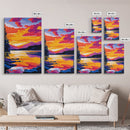 Sunset Lake, Vibrant Landscape, Framed Canvas Print, Modern Wall Art, Large Artwork, Living Room Art, Gift Idea, Colorful Painting