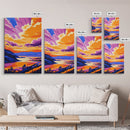 Sunset Over Cliffs, Vibrant Sky, Framed Canvas Print, Bold Landscape, Large Artwork, Living Room Art, Gift Idea, Colorful Painting