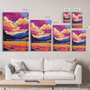 Sunset Volleyball, Nature Art, Outdoor Adventure, Mountain Sky, Framed Canvas Print, Rustic Decor, Beach House Wall Art, Sports Art