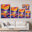 Sunset, Mountain Lake, Nature Landscape, Canvas Print, Vibrant Wall Art, Rustic Cabin Decor, Bedroom Art, Scenic Wilderness Painting