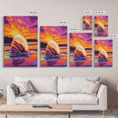 Seashell Sunset, Coastal Art, Beach House Decor, Nautical Vibes, Ocean Wall Art, Warm Colors, Framed Canvas Print, Bathroom, Bedroom