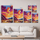 Wild Sunset, Mountain View, Nature Wall Art, Adventure Art, Warm Tones, Bold Decor, Framed Canvas Print, Living Room, Cabin Style