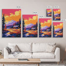 Cabin Retreat, Mountain Lodge, Nature Escape, Cozy Decor, Rustic Home Art, Warm Colors, Framed Canvas Print, Living Room, Bedroom