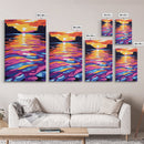 Golden Waters, Abstract Landscape, Framed Canvas Print, Sunset Lake Art, Bright Wall Decor, Colorful Home Art, Office Wall Print