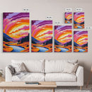 Mountain Valley, Colorful Nature Scene, Framed Canvas Print, Warm Sunset Art, Earthy Wall Decor, Serene Home Art, Living Room Print