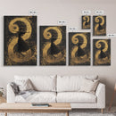 Golden Yin Yang, Framed Canvas Print, Zen Wall Art, Spiritual Energy, Feng Shui Decor, Abstract Taoist Art, Yoga Room, Asian Home Accent