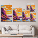 Rocky Shores, Coastal Sunset Art, Framed Canvas Print, Beach Landscape, Vibrant Home Decor, Ocean View Art, Nautical Wall Print