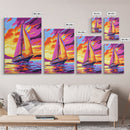 Sailboat at Sunset, Nautical Wall Art, Coastal Decor, Colorful Ocean Painting, Vibrant Seascape, Beach House Art, Framed Canvas Print