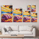 Cozy Beach, Sunset Landscape, Nature Art, Coastal Home Decor, Canvas Print, Living Room Wall Art, Vibrant Colors, Boho Aesthetic
