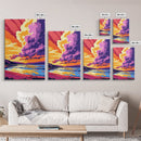 Sunset Cloudscape Art, Dramatic Sky Print, Vibrant Wall Art, Colorful Sunset Painting, Framed Canvas Print, Bedroom Boho Wall Art