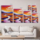 River Landscape Painting, Autumn Wall Art, Nature Inspired Print, Warm Color Palette, Framed Canvas Print, Cozy Living Room Decor