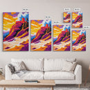 Castle on the Cliff Painting, Fantasy Landscape Art, Bold Sunset Print, Dreamy Nature Scene, Framed Canvas Print, Unique Living Room Art