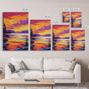 Tranquil Sunset Lake, Scenic Nature Painting, Warm Color Landscape Art, Peaceful Home Decor, Framed Canvas Print, Cozy Bedroom Wall Art