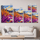 Mountain Wildflower Art, Scenic Landscape Print, Vibrant Nature Painting, Rustic Outdoor Decor, Framed Canvas Print, Boho Cabin Wall Art