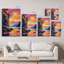 Cliffside Sunset, Mountain Lake, Nature Art, Dramatic Landscape, Canvas Print, Living Room Wall Art, Rustic Decor, Vibrant Colors