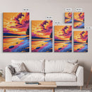 Sunset Reflection, Vibrant, Nature, Lake, Framed Canvas Print, Landscape Wall Art, Autumn Decor, Colorful Painting, Home Office, Rustic Art