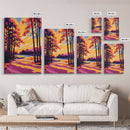 Forest Glow, Sunset, Trees, Shadows, Canvas Print, Fall Wall Art, Vibrant Landscape, Nature Painting, Cozy Living Room, Rustic Cabin Art