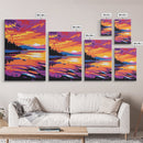 Tranquil Waters, Sunset Reflections, Nature Art, Serene Lake Scene, Canvas Print, Bedroom Wall Art, Boho Aesthetic, Vibrant Colors