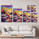 Jumping Fish, River Art, Vibrant Nature, Outdoor Decor, Framed Canvas Print, Rustic Cabin Wall Art, Fishing Gift, Wilderness Art
