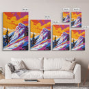 Mountain View, Snowy Peak, Alpine Scene, Bold Nature Art, Canvas Print, Wilderness Wall Decor, Adventure Home Art, Ski Lodge Aesthetic