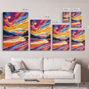 Sunset Reflection, Serene Lake, Nature Landscape, Framed Canvas Print, Modern Wall Art, Living Room Decor, Vibrant Painting, Colorful Art