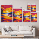 Sunset Reflection, Vibrant Landscape, Autumn Lake, Framed Canvas Print, Boho Wall Art, Living Room Decor, Colorful Nature Painting