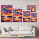 Colorful Sunset, Lake Reflections, Nature Art, Canvas Print, Fall Home Decor, Boho Aesthetic, Bedroom Wall Art, Vibrant Painting