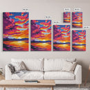 Fiery Sunset, Dramatic Sky, Mountain Lake, Framed Canvas Print, Living Room Art, Bold Colors, Nature Wall Decor, Autumn Art