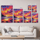 Sunset Glow, Serene Waters, Scenic Landscape, Canvas Print, Modern Home Decor, Office Wall Art, Warm Color Palette, Nature Painting