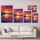Sunset Reflection, Nature Painting, Vibrant Colors, Framed Canvas Print, Living Room Wall Art, Bold Home Decor, Autumn Theme