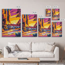 Surfer Paradise, Coastal Sunset, Tropical Art, Canvas Print, Beach Wall Decor, Vibrant Home Aesthetic, Ocean Inspired Painting