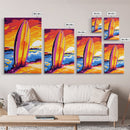 Surfboard Sunset, Ocean Waves, Beach Art, Canvas Print, Coastal Living Decor, Bold Tropical Colors, Relaxing Wall Art, Modern Home