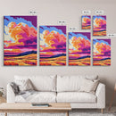 Mountain Field, Sunset Sky, Dramatic Clouds, Canvas Print, Nature Wall Art, Bold Colors, Rustic Home Decor, Warm Aesthetic, Fall Scene