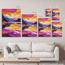 River Valley, Sunset Landscape, Colorful Art, Framed Canvas Print, Nature Wall Decor, Cozy Home Aesthetic, Warm Tones, Rustic Painting