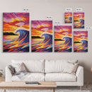 Ocean Wave, Sunset Surf, Vibrant Seascape, Canvas Print, Coastal Wall Art, Beach House Decor, Bold Colors, Surfing Aesthetic, Modern Art