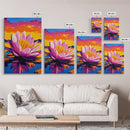 Water Lily, Vibrant Floral Art, Framed Canvas Print, Nature Painting, Serene Pond Decor, Zen Wall Art, Relaxing Home Decor, Office Art