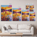 Sunset Reeds, Tranquil Nature Art, Canvas Print, Landscape Painting, Warm Color Wall Decor, Living Room Art, Serene Home Aesthetic