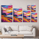 Mountain Lake, Vibrant Nature Art, Autumn Wall Decor, Landscape Painting, Framed Canvas Print, Cabin Wall Art, Scenic View Art