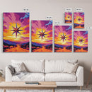 Celestial Star, Cosmic Art, Surreal Sunset Painting, Boho Wall Art, Framed Canvas Print, Astrology Art, Bedroom Decor