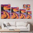 Coastal Sunset, Ocean Pathway, Golden Hour, Vibrant Seascape, Canvas Print, Nautical Home Decor, Modern Coastal Painting
